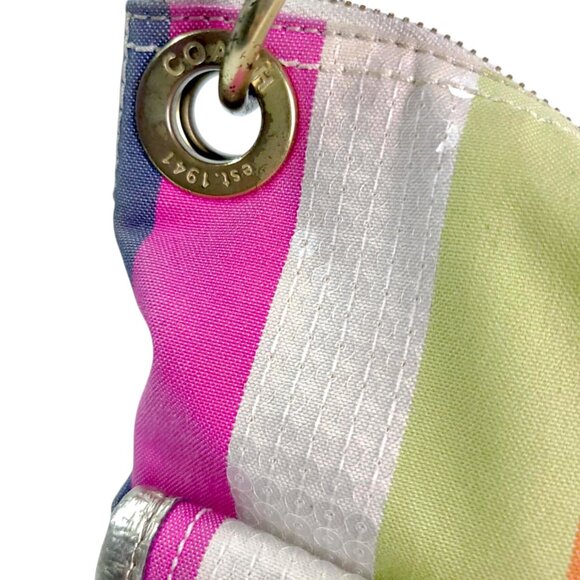 COACH Poppy Legacy multicolor sequin striped Hippie bag & wallet - Picture 14 of 15